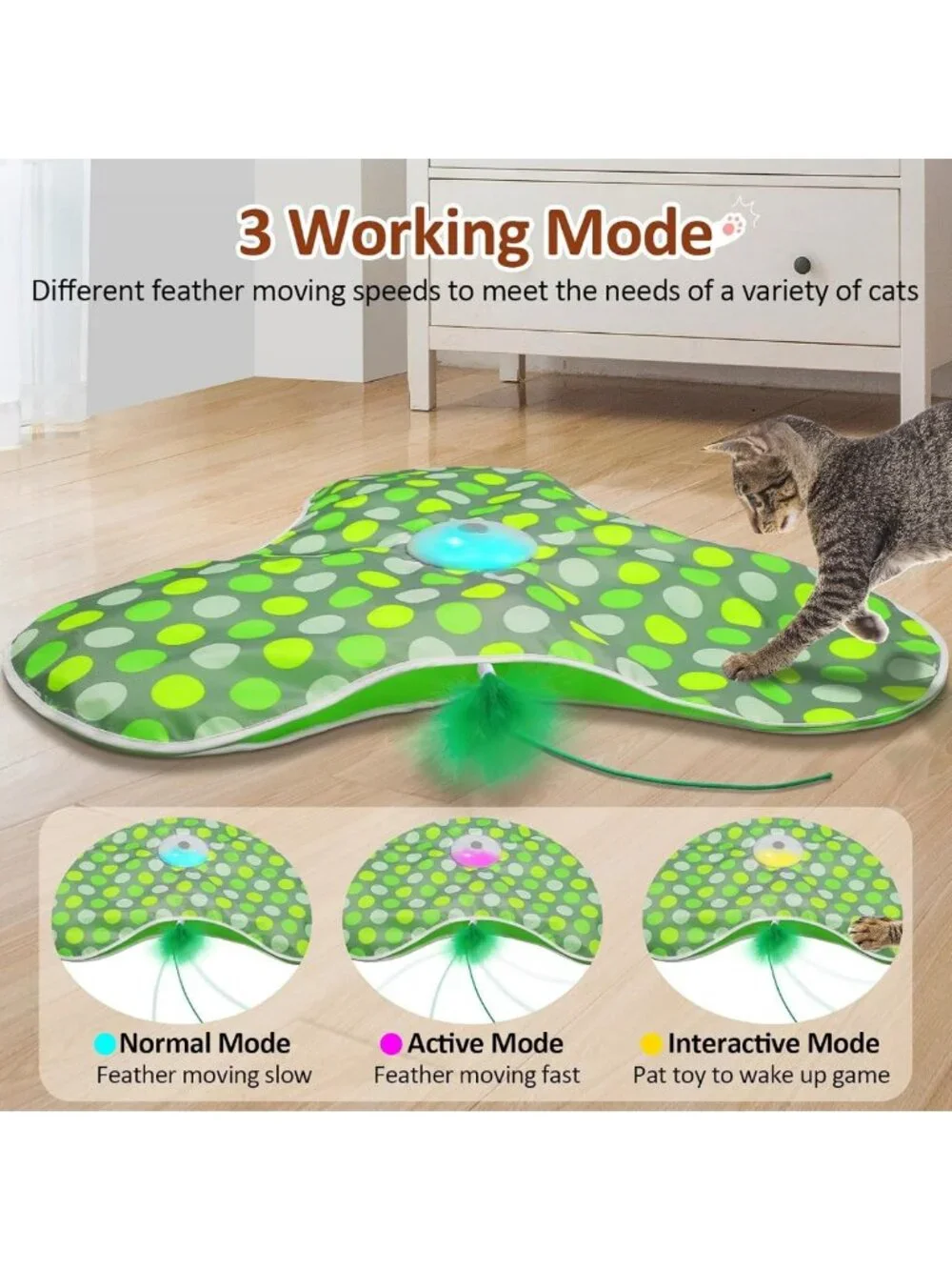Interactive Automatic Cat Toy - Motion Activated, Moving Feather & Chirping Fun